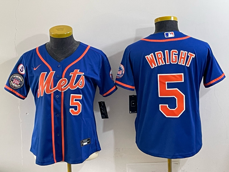 Women New York Mets #5 Wright blue 2025 MLB Nike jersey 032